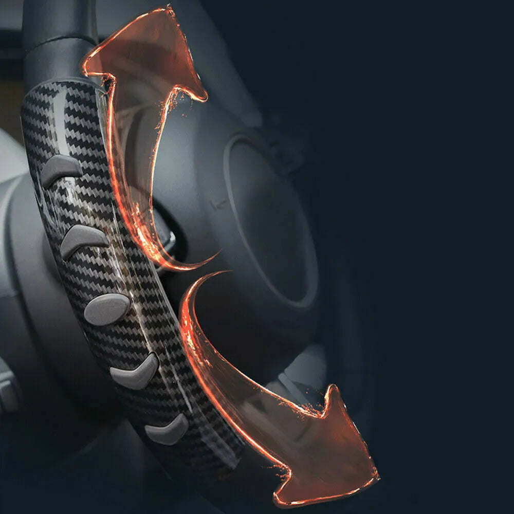 Carbon fibre black fibre steering wheel anti-slip sleeve showing 38cm diameter