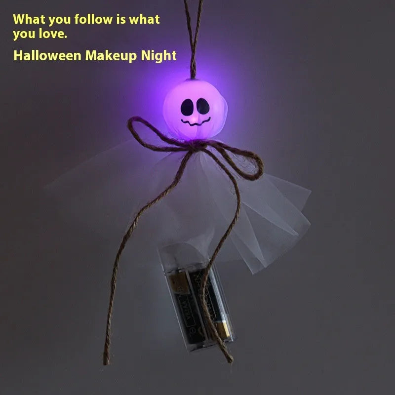 Halloween ghost-themed LED lighting chain with colourful lights and battery box for party decoration