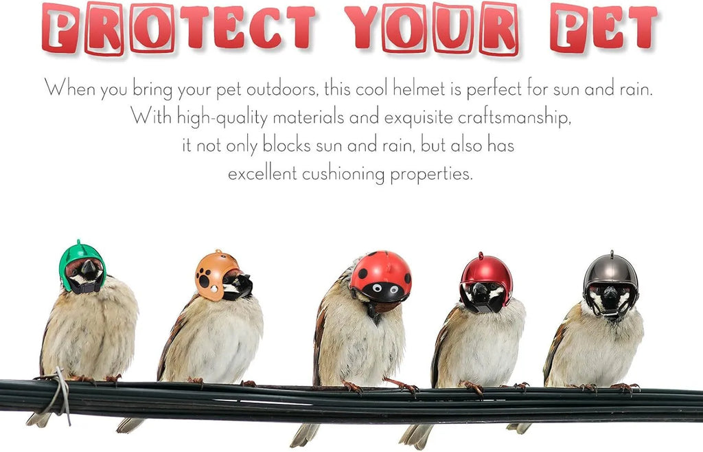 Small adjustable plastic helmet for chickens and birds with elastic bands and sponge lining