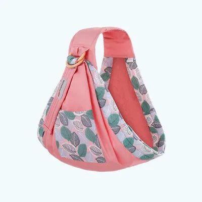 Baby wrap carrier sling in blue-green cotton mesh fabric, adjustable for newborn to 36 months, 50kg capacity