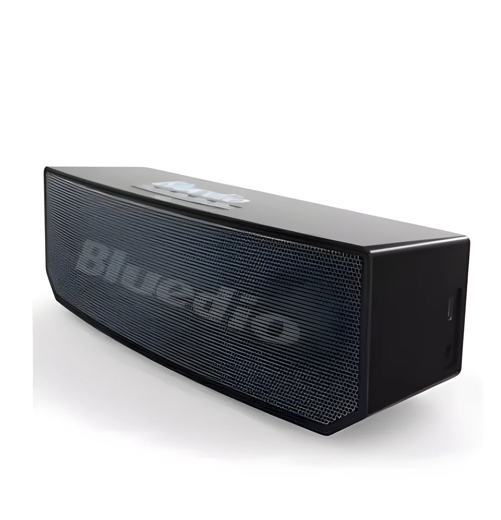 Black BS-6 cloud smart speaker with compact design measuring 227x68x74mm