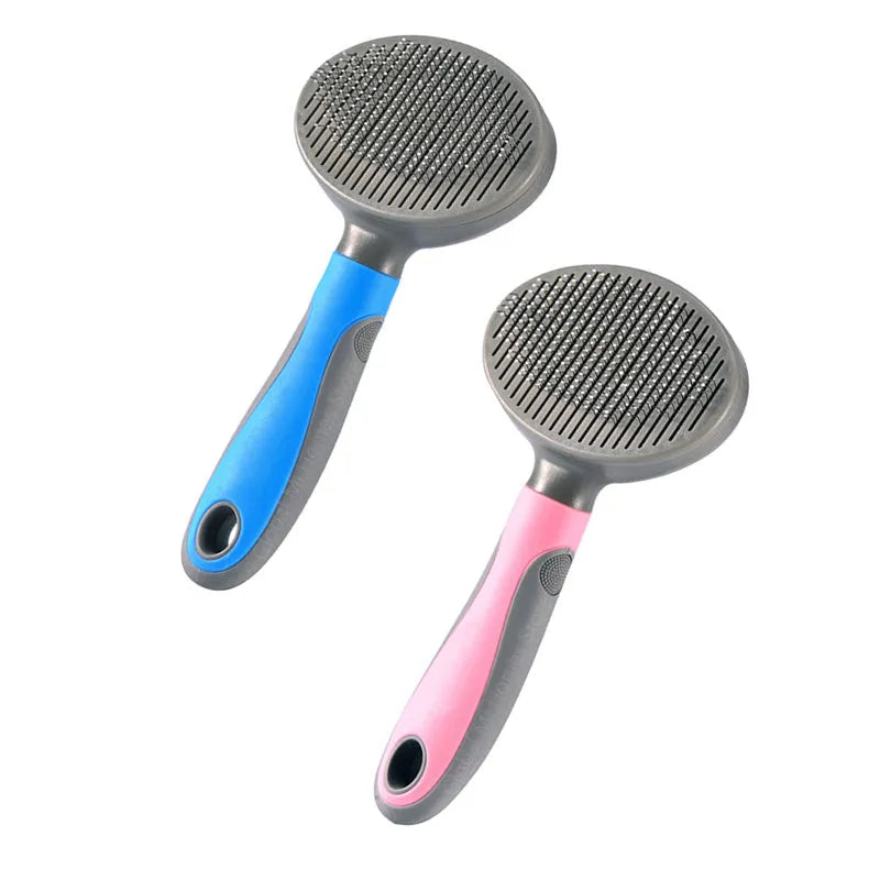 Pet steel needle brush for cats and dogs with blue plastic handle