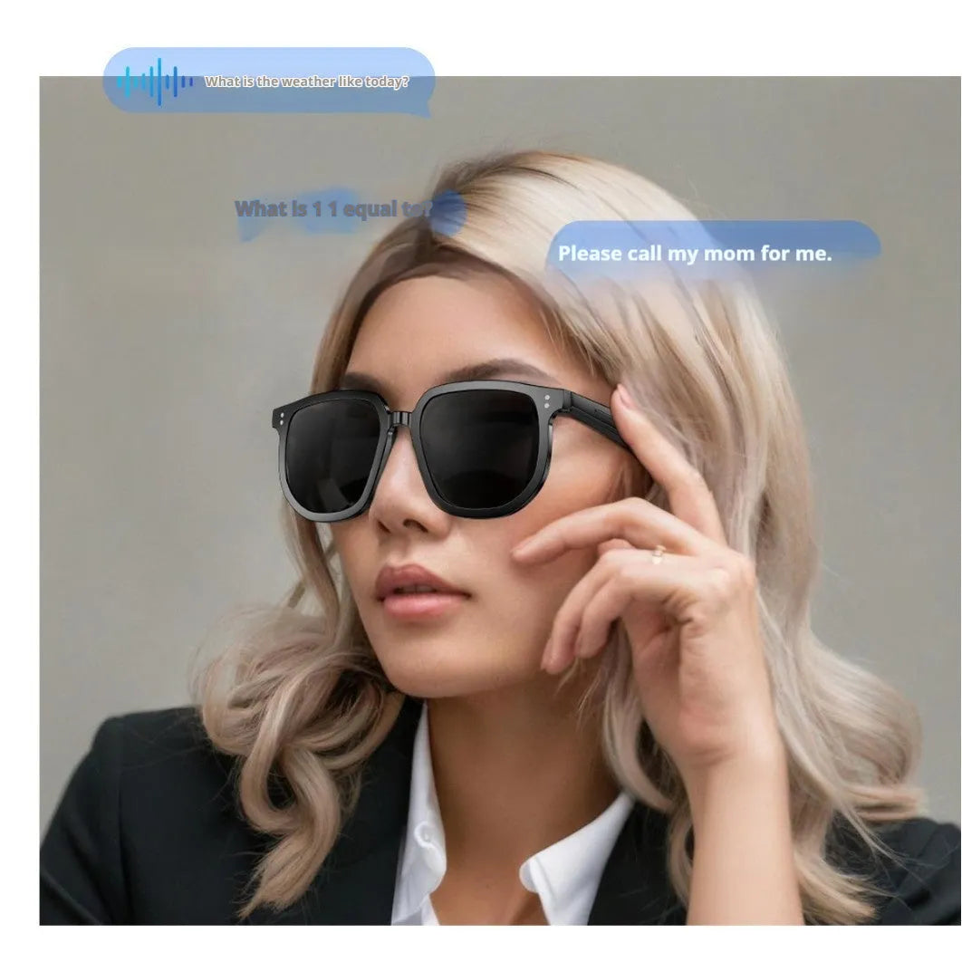 Black AI Smart Bluetooth sunglasses with touch controls on the frame.