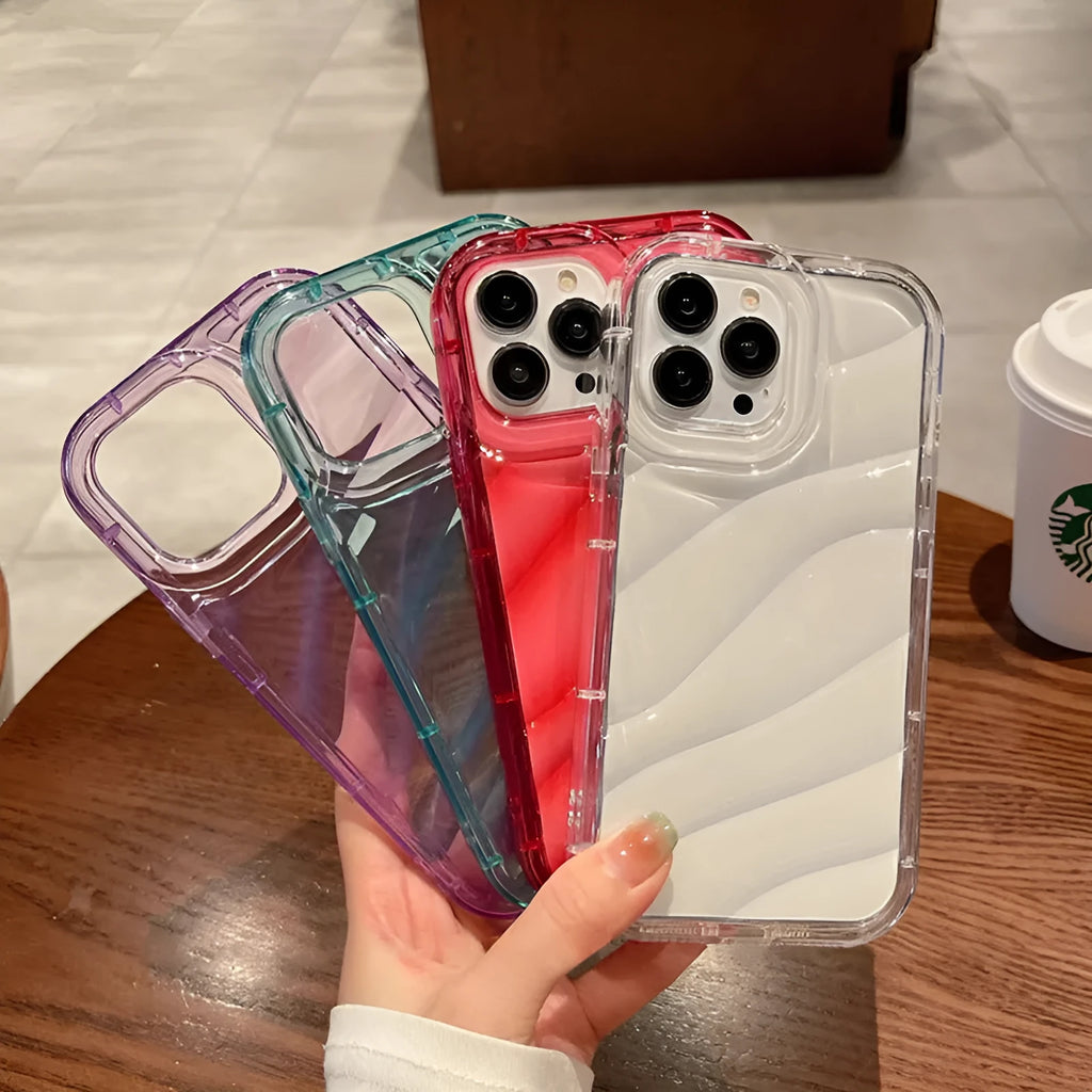 Transparent water ripple silicone phone case for iPhone, shockproof anti-fingerprint design