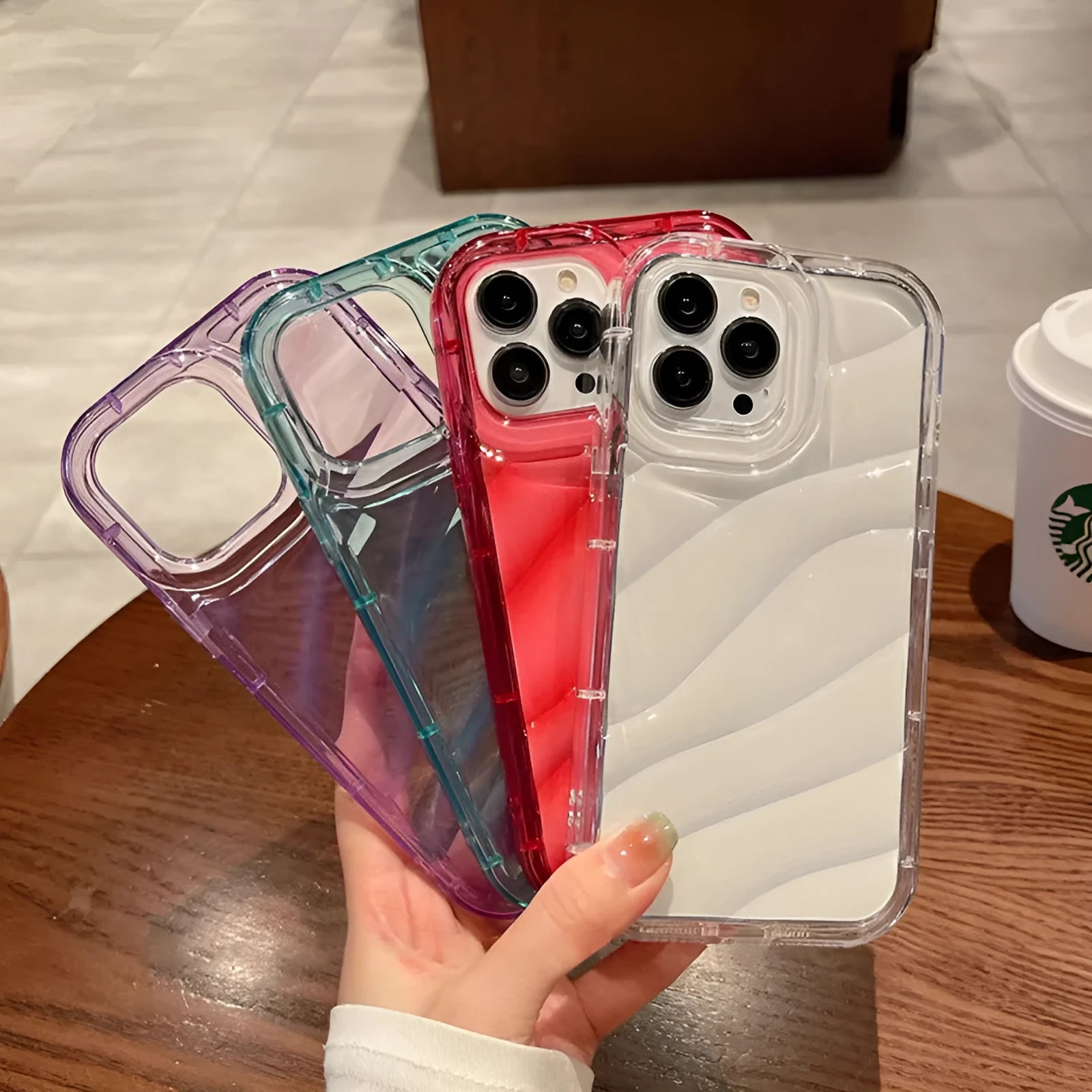 Transparent water ripple silicone phone case for iPhone, shockproof anti-fingerprint design