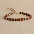 Geometric glass bead bracelet with pull adjustment in five colour options