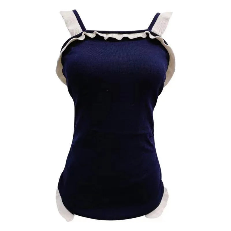Conservative women's one-piece swimsuit in nylon fabric showing colour options