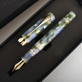 Deep Bath Green metal pen showing fine, medium, and art tip options.