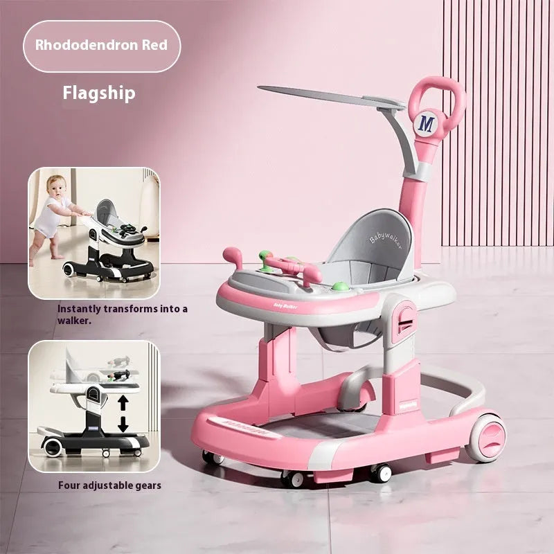 Baby walker lightweight folding anti-rollover with black plate music pattern and sunshade