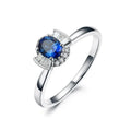 18k white gold natural sapphire and diamond ring women's simple style ring jewellery