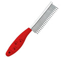 Red pet grooming comb with stainless steel short and long teeth for dematting dogs cats poodles horses