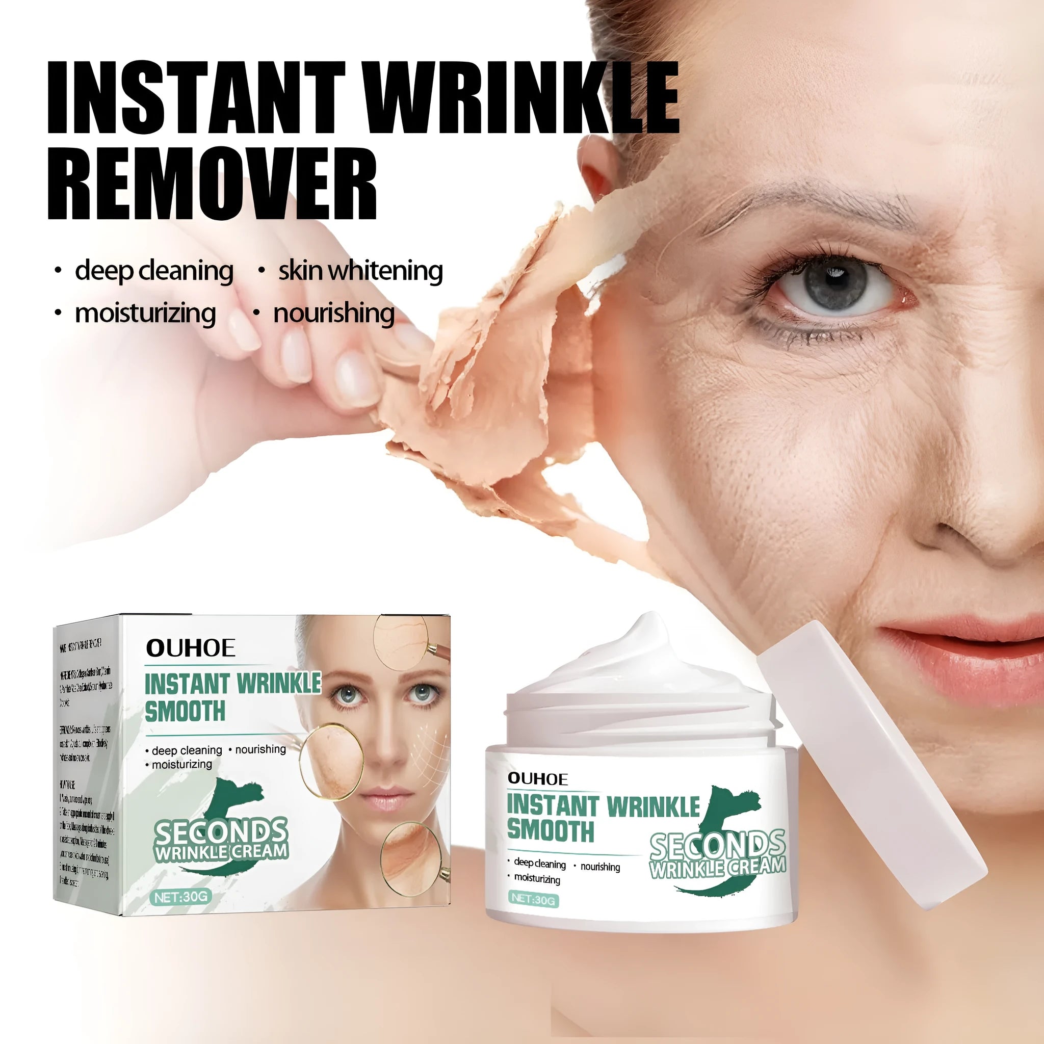 30g anti-aging anti-wrinkle face cream jar for daily facial hydration and wrinkle reduction