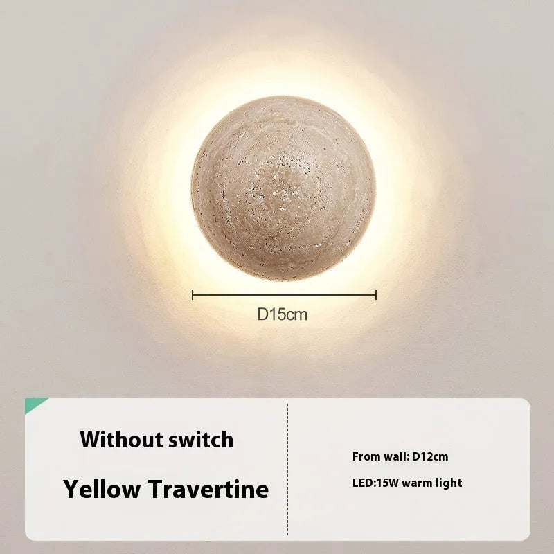 Vintage semicircle wall lamp with yellow cave stone shade and iron mounting