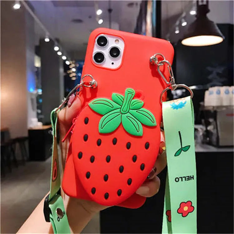 Cartoon camouflage silicone wallet case for Huawei phones showing built-in card slots on the back.