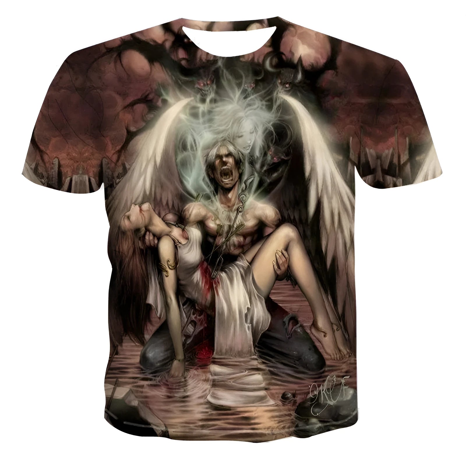 Men's short-sleeve skull print casual t-shirt in mesh polyester with 3D effect digital printing, O-neck design, available in multiple styles and sizes from XXS to 6XL