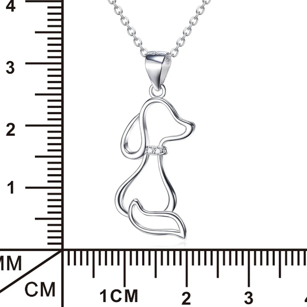 Ladies 925 sterling silver dog pendant necklace with adjustable round bead chain, unisex cartoon animal style