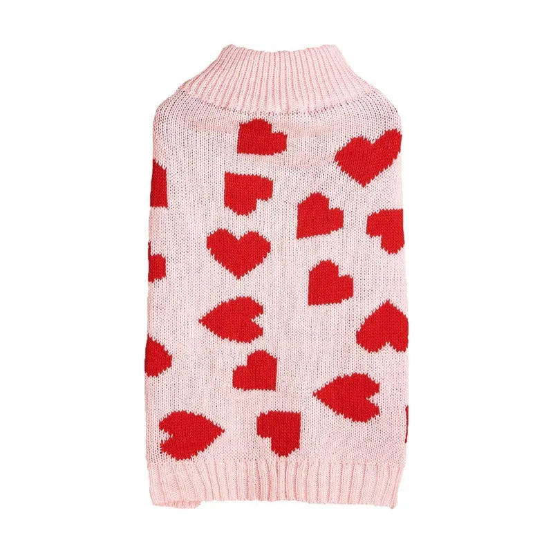 Ins style acrylic dog sweater with decorative bow and love heart design in multiple colour options