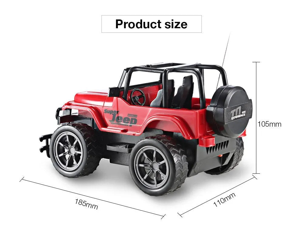 Wrangler Knight remote control off-road car in red on a grass surface with controller