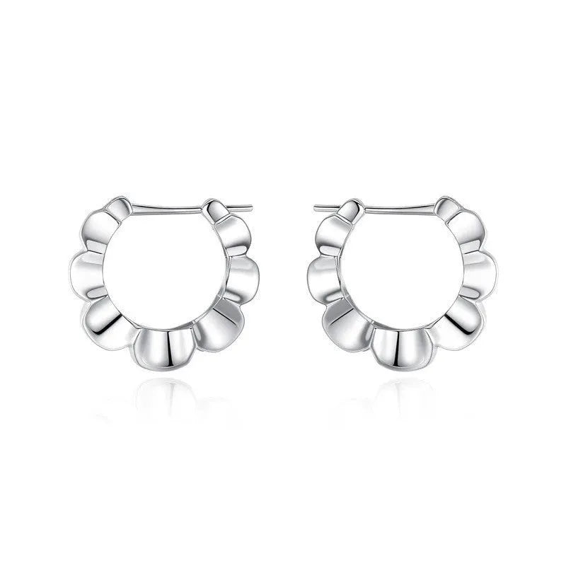 Sterling silver geometric earrings with round elements in retro simple design