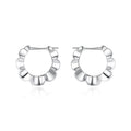 Sterling silver geometric earrings with round elements in retro simple design