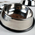 Pet non-slip stainless steel bowl in bottom diameter 22cm, classic design on a floor
