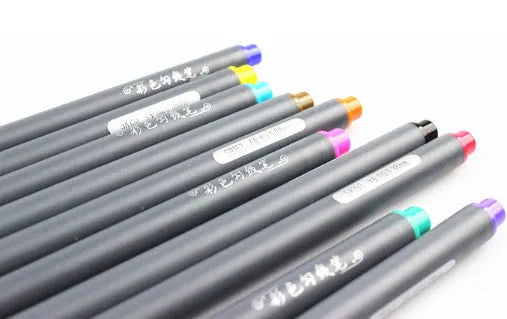 Set of 10 black hook line pens with 0.38mm fine tips for architectural drafting