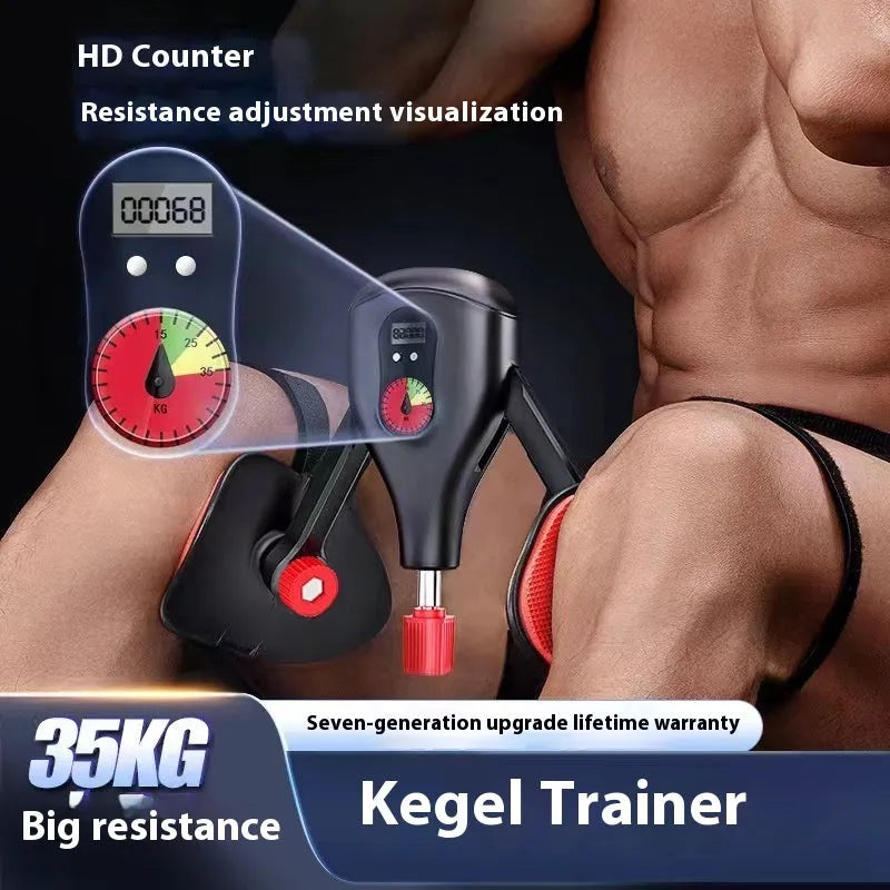 Men's black Kegel trainer with exercise straps for PC muscle workouts