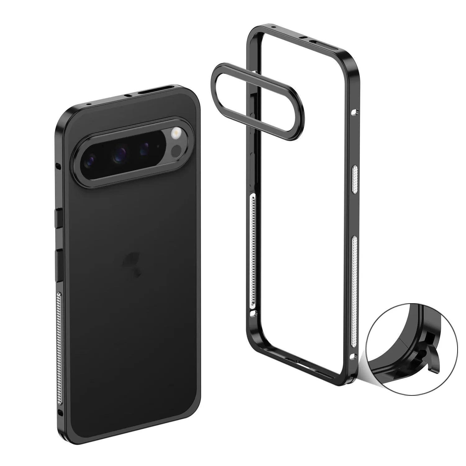 Aluminium alloy heat dissipation phone case for Google Pixel9 Pro XL with bracket and lens case, half-pack style