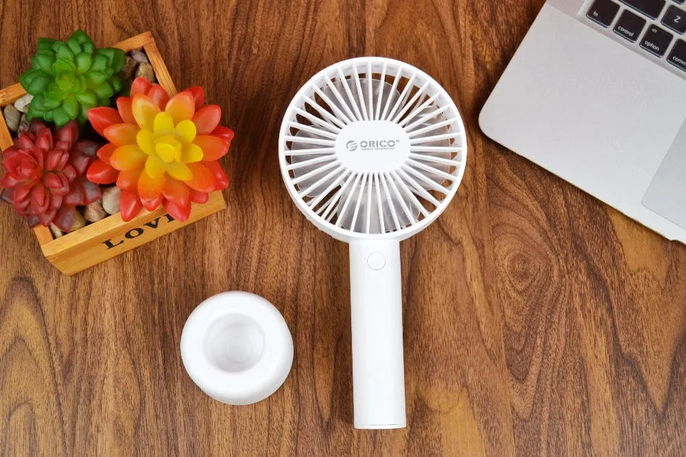 ORICO FH1 white portable USB rechargeable desk fan with three-speed settings