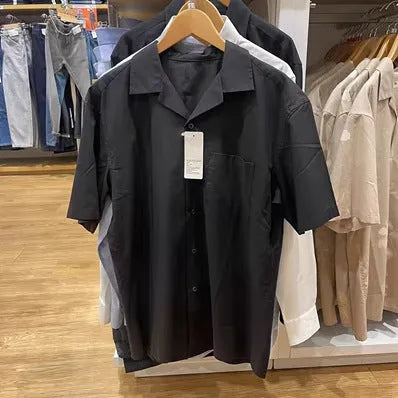 Men's modal cotton open collar casual shirt in Japanese Korean style
