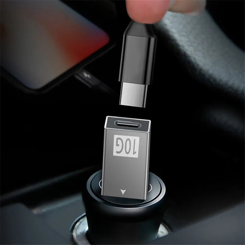 USB 3.1 male to Type-C female adapter in aluminium alloy with 10Gbps and 5V3A support