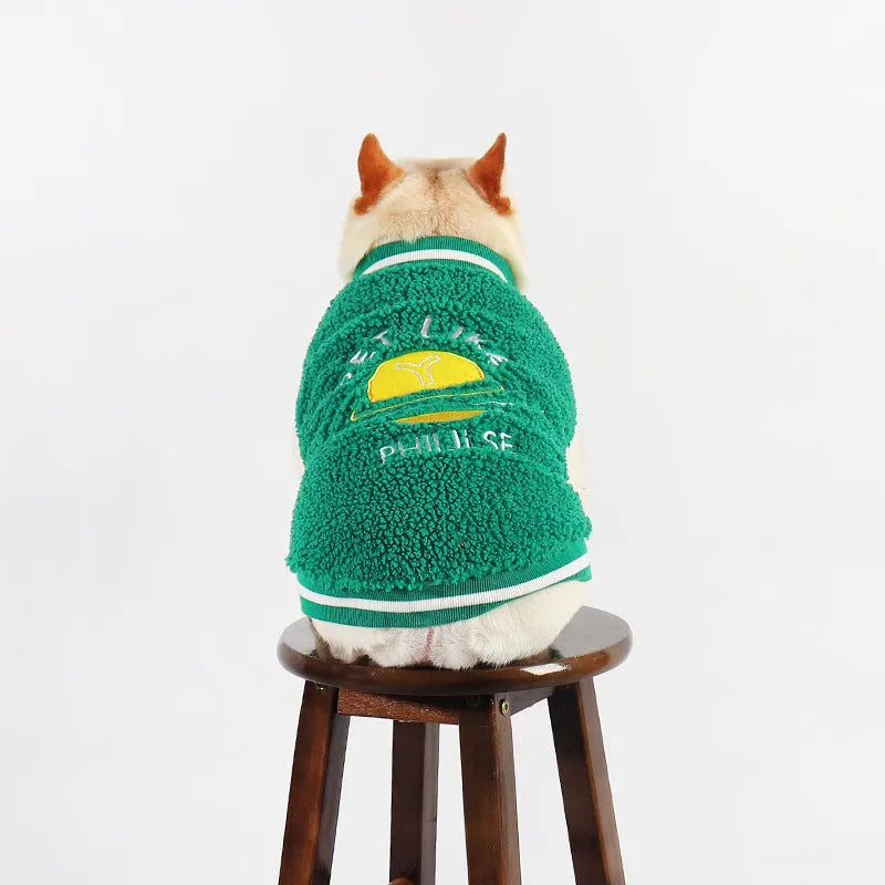Green fleece-lined dog winter jacket for larger breeds sizes L XL XXL 3XL 4XL