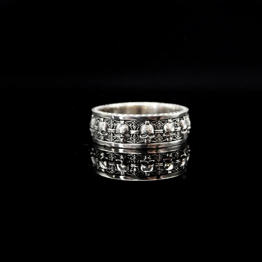 Gothic retro unisex alloy ring with geometric skull ornament in Skull 3style colour