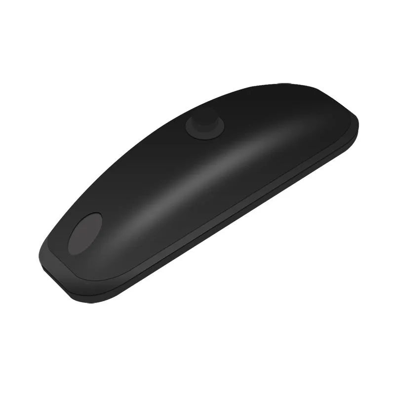 Black remote control LED strobe light with charging cable on a white background.