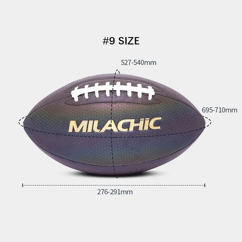 Luminous fluorescent reflective football PU fabric size 9 with machine stitching on grass