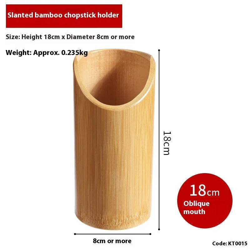 Bamboo chopsticks holder tube in creative design for organised utensil storage