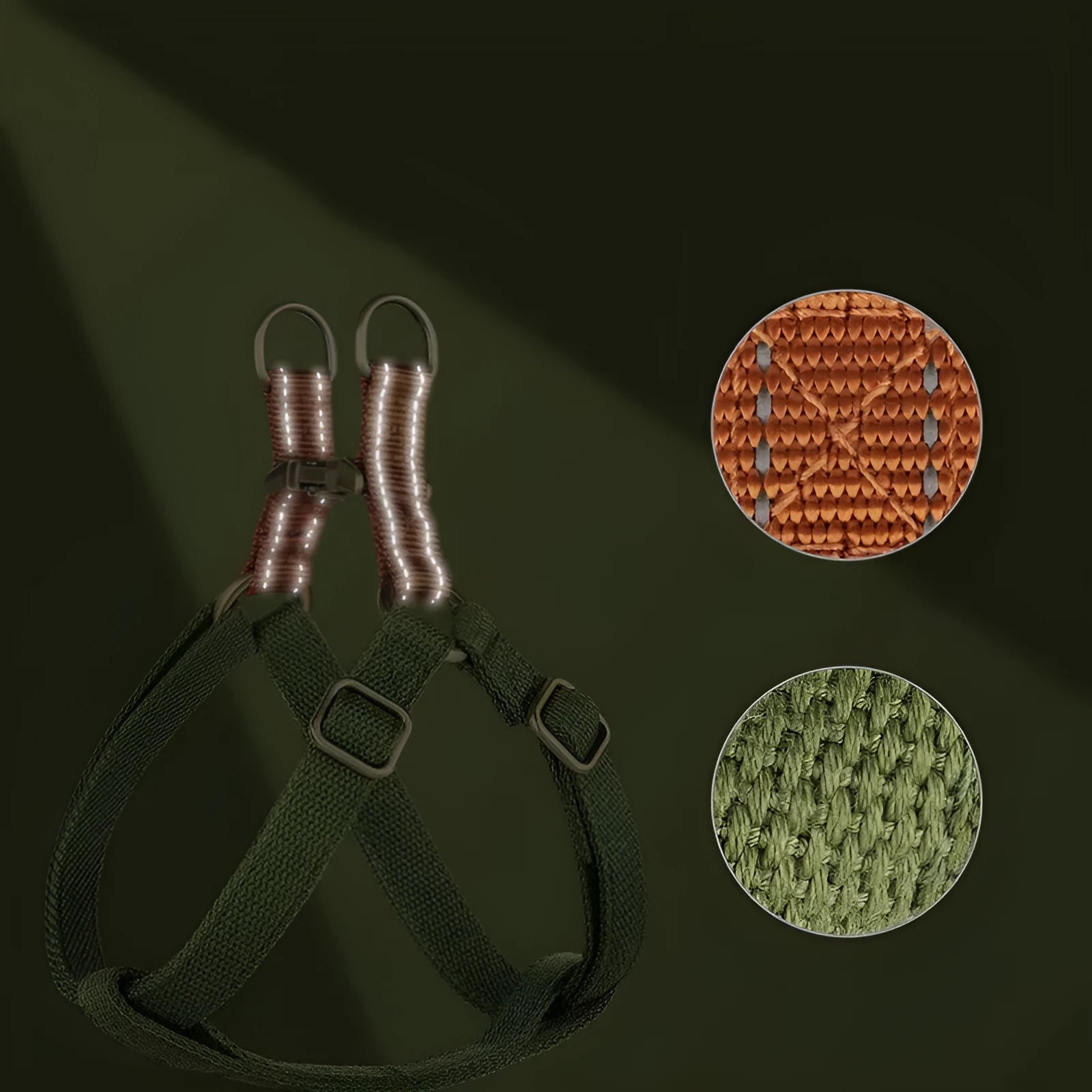 Vest-style anti-loss dog leash with cotton belt and nylon material in brown colour