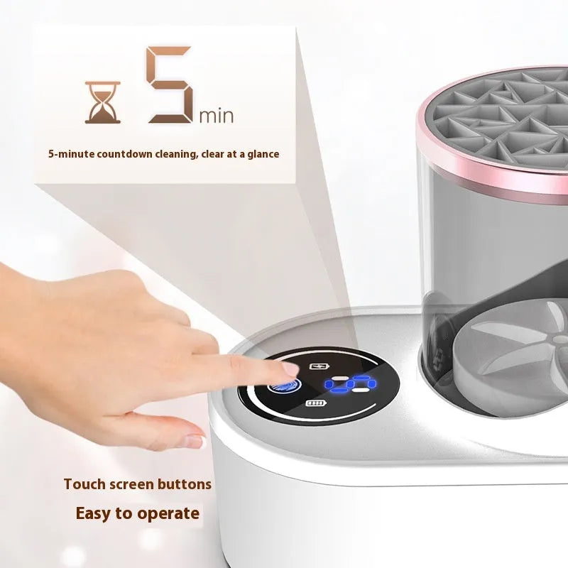 Electric makeup brush cleaner with drying chamber, 192x122x173mm, ABS PC TPE construction, EU plug variant