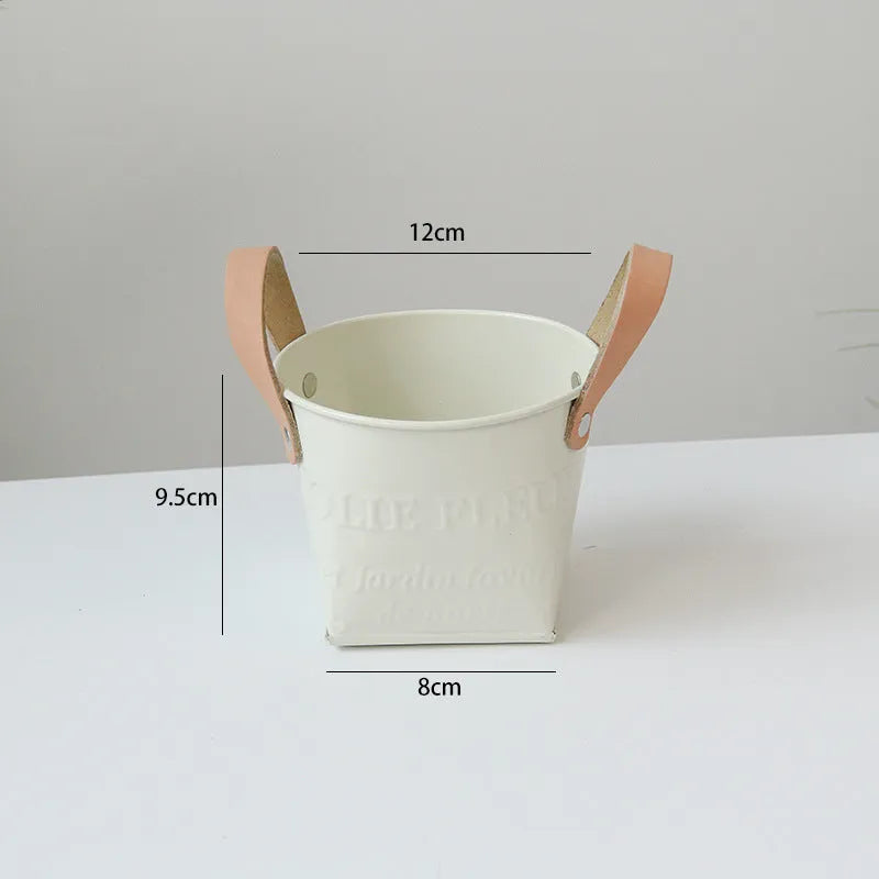 Iron flower pot in American style with letter metal design, desktop size options available