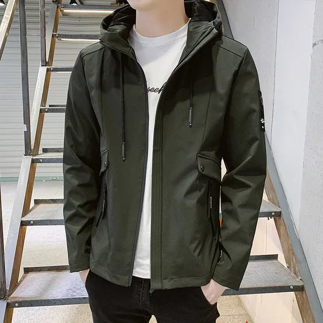 Men's chemical fibre blend jacket with full zip in Black colour option