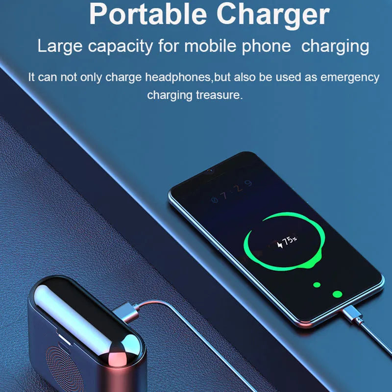 F9 5.0 wireless Bluetooth headset in black with charging case, featuring CVC8.0 noise reduction