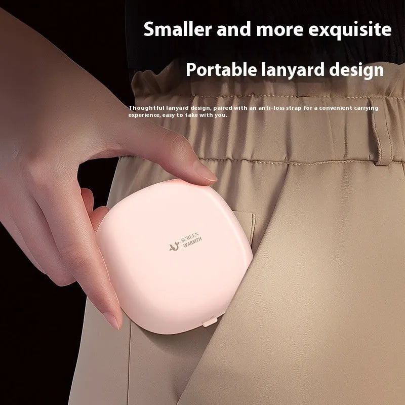 Mini portable USB hand warmer with plastic shell, double side heating, aluminium heat dissipation, in white colour