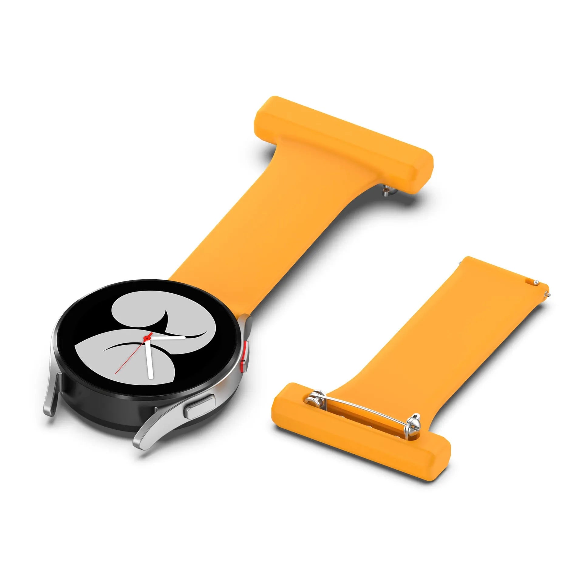 Silicone watch strap buckle adaptor pin in black, 20mm width for nurse hanging clip watch