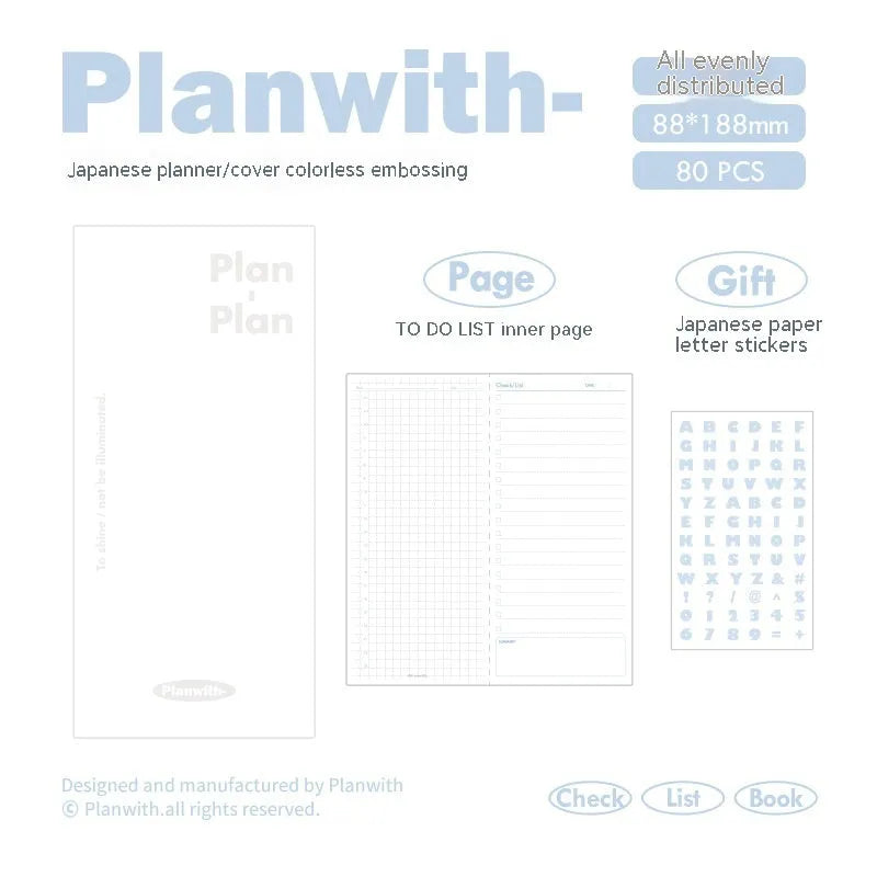 Embossed simple visual daily meter notebook in blue, showing its cover and page layout.