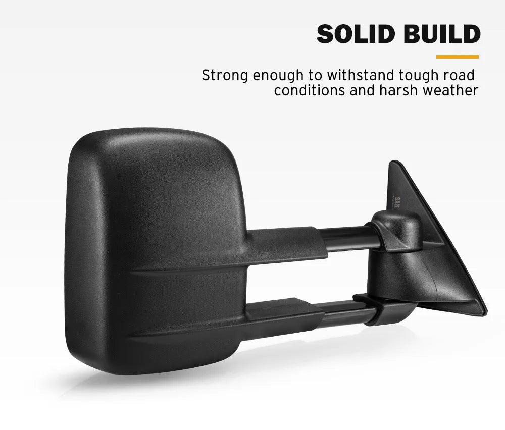 Black foldable rearview mirror pair for Toyota Land Cruiser 100 1998-2007 models