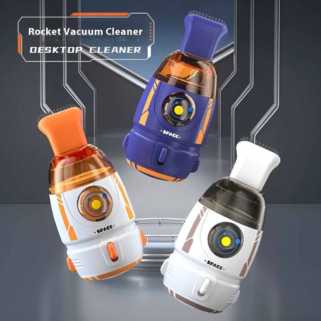 USB rechargeable desktop vacuum cleaner in blue with handheld design for keyboard cleaning