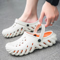 Men's beige EVA outdoor sandals with hollow-out design and non-slip sole