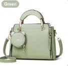 Cute little cat design large-capacity shoulder square bag in soft PU with patch pocket