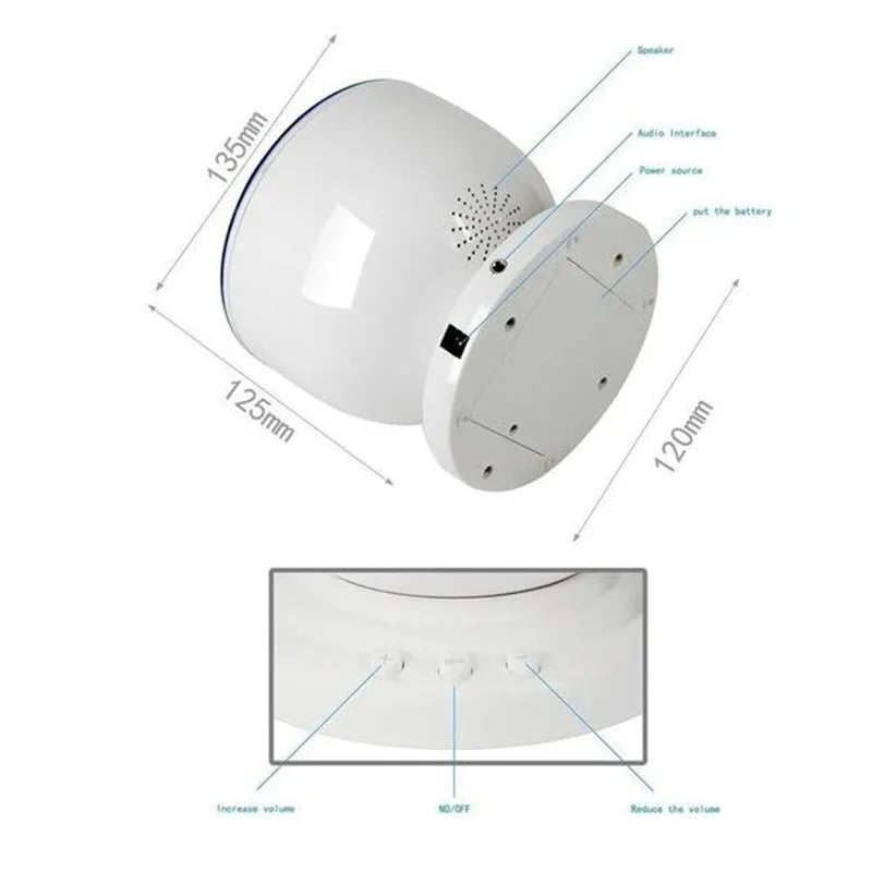 Ocean wave projector LED night light in white and blue with remote control