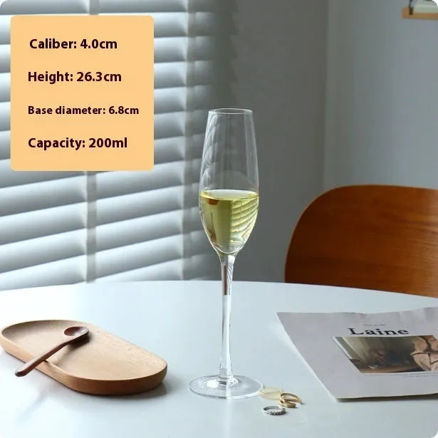 French champagne glasses showing six crystal designs with goblet silhouettes